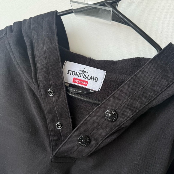 Supreme Stone Island Hooded Sweatshirt Black size XL - Picture 8 of 8